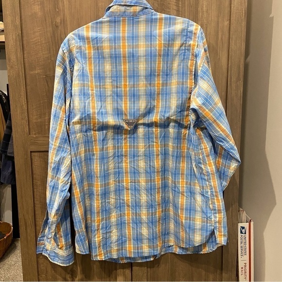 Columbia PFG Button Up Fishing Shirt Mens Large Plaid Vented Roll Tab Sleeves - Picture 2 of 12